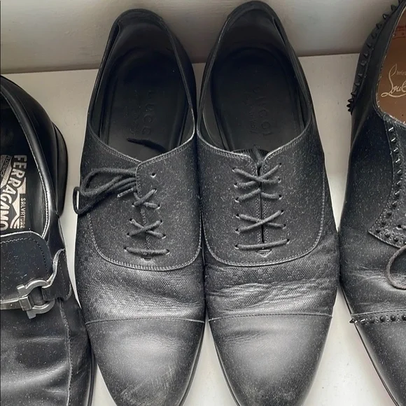 Gucci Black Leather Oxford Shoes Classic Formal Design Gucci Cap Toe Leather Oxfords - Lucky Vintage main image 2
